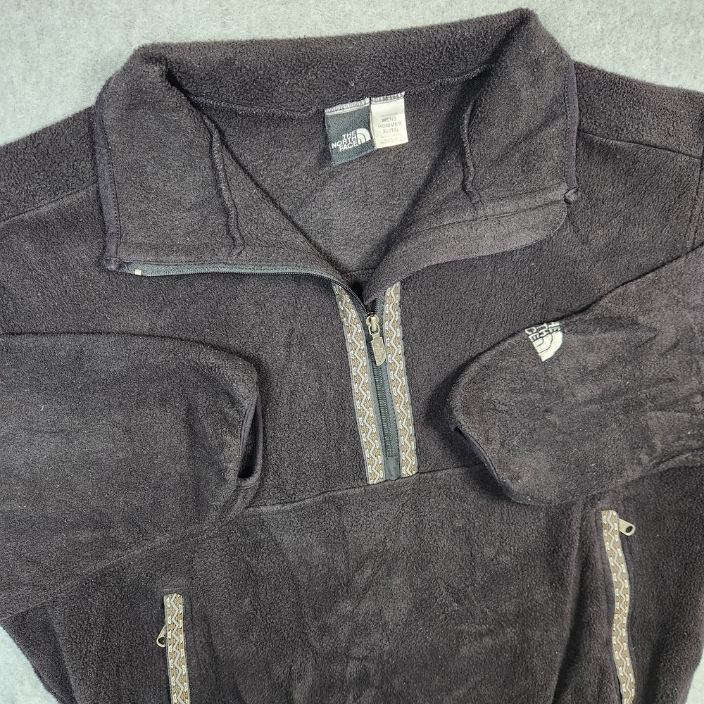 Vintage North Face Jacket Mens XL Black Aztec 1/4 Zip Fleece Outdoors USA 90s